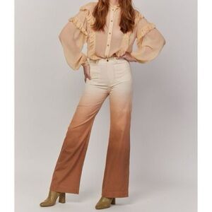 NEW NWT anthropologie x stella pardo wide leg pants ombre brown white small